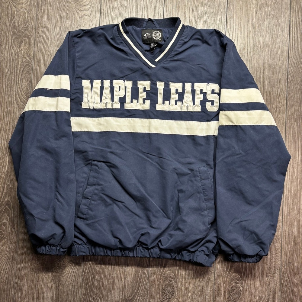 G-III Toronto Maple Leafs NHL Windbreaker Jacket Mens Small Navy Blue V-Neck